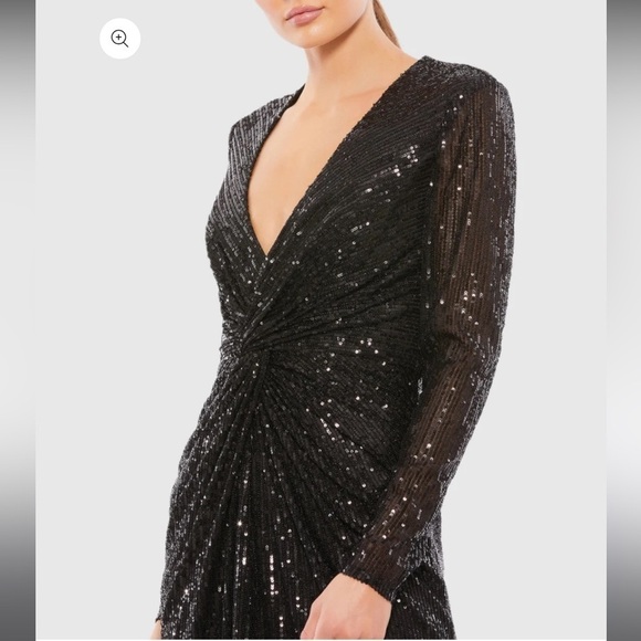 Mac Duggal 26549 Sequined High Low Front Twist Midi Dress - Picture 5 of 10